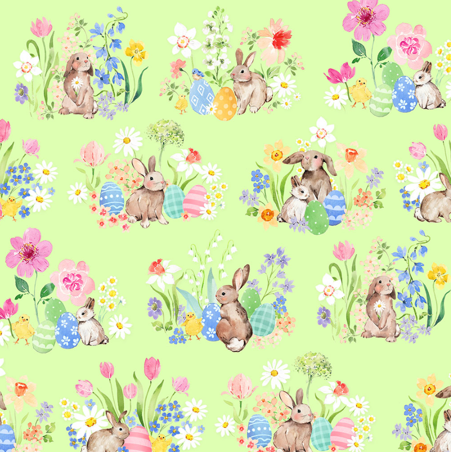 Spring Cheer fabric digital toile light olive by Heatherlee Chan for Clothworks