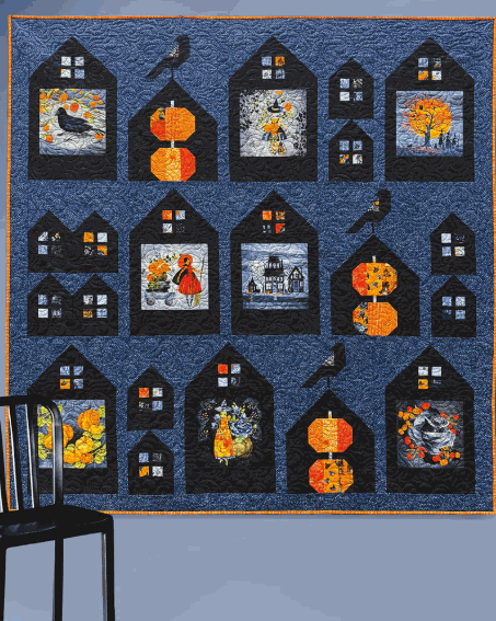 Neighborhood View Quilt Kit featuring Coven fabric by Robin Pickens for Moda Fabrics, 65.5” x 67.5” quilt panel and charm pack