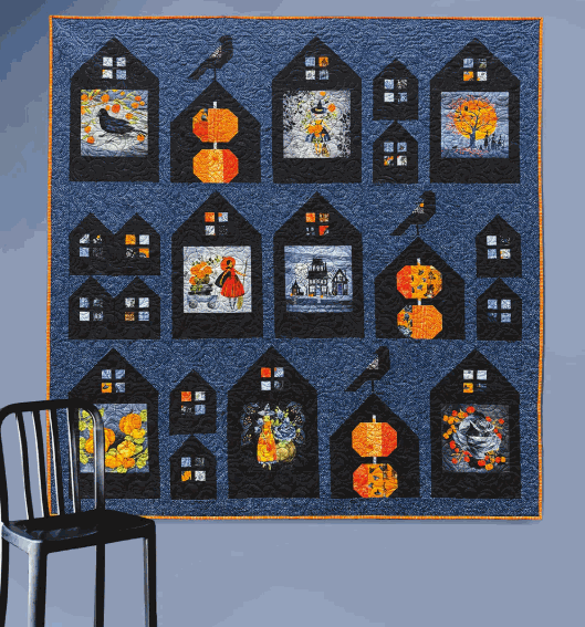 Neighborhood View Quilt Kit featuring Coven fabric by Robin Pickens for Moda Fabrics, 65.5” x 67.5” quilt panel and charm pack