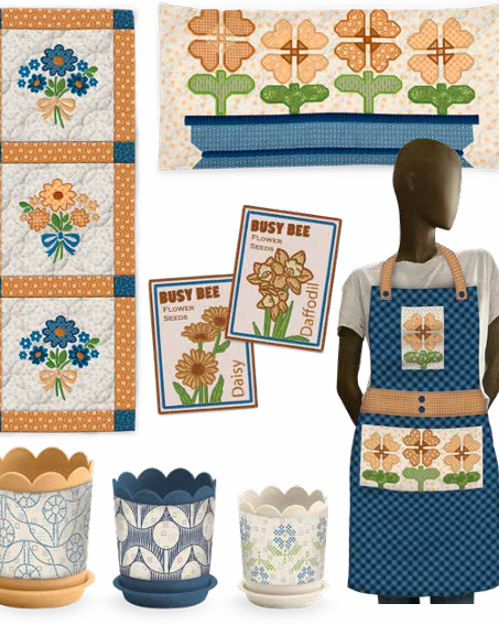 Machine Embroidery Garden Accents USB by Lori Holt for home decor embroidery designs