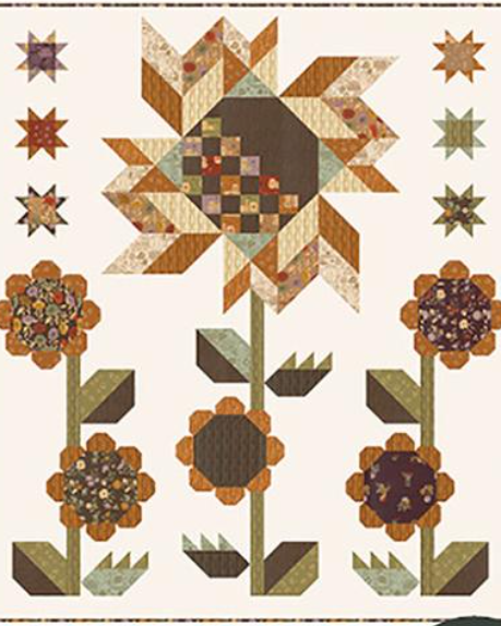 Sunflower Garden Quilt Kit featuring Windfall fabrics by Fancy That Design House for a 59x67.5 inch quilt top