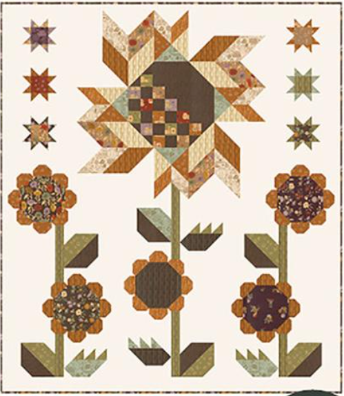 Sunflower Garden Quilt Kit featuring Windfall fabrics by Fancy That Design House for a 59x67.5 inch quilt top