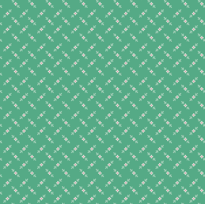 Berry & Sage Wildflowers fabric by Lori Holt featuring flower bud alpine print in soft coral and sage tones