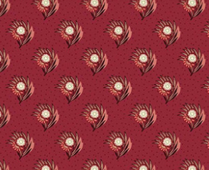 Lost Gardens of Heligan red floral fabric by Michelle Yeo for Henry Glass & Co