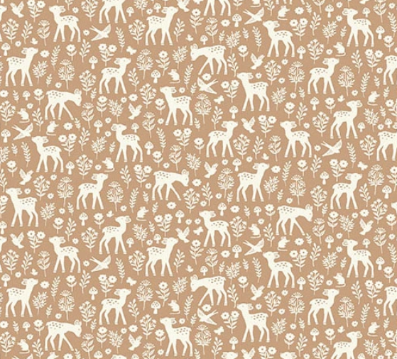 Little Ones by Makower UK fabric Deer Brown MU-193-V sold in half-yard increments