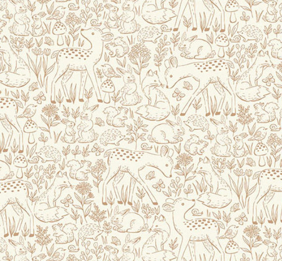 Little Ones by Makower UK Etched Brown fabric sold by half yard