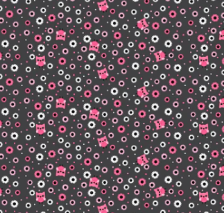 Not Scary Halloween fabric with friendly ghosts and witches in pink, orange, grey, and green by Jill & Rani for Poppie Cotton