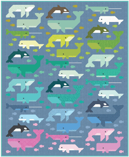 Whale Watching Quilt Kit by Elizabeth Hartman featuring Scenery fabric collection for 70x86 inch quilt top
