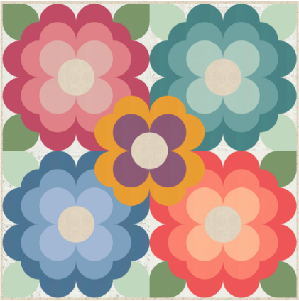 Posey Patch Quilt Kit featuring Tranquility fabric by Sarah Thomas, 72x72.5 inches, pre-order shooting star quilter kit