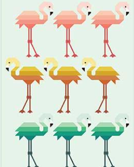 Florence Flamingo Quilt Kit featuring Popcorn fabric collection by Elizabeth Hartman for Moda Fabrics, 59x79 inches, pre-order shipping November 2026