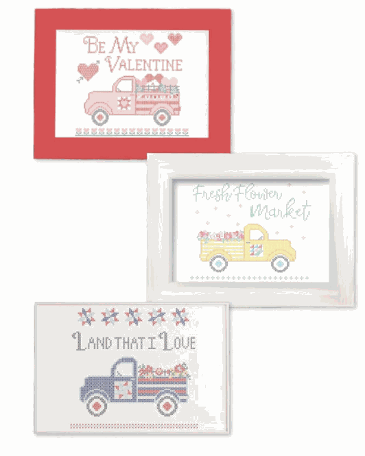 Machine Embroidery USB Vintage Holiday Trucks embroidery designs by Beverly McCullough for seasonal decor