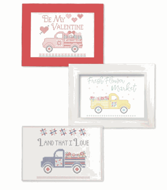 Machine Embroidery USB Vintage Holiday Trucks embroidery designs by Beverly McCullough for seasonal decor