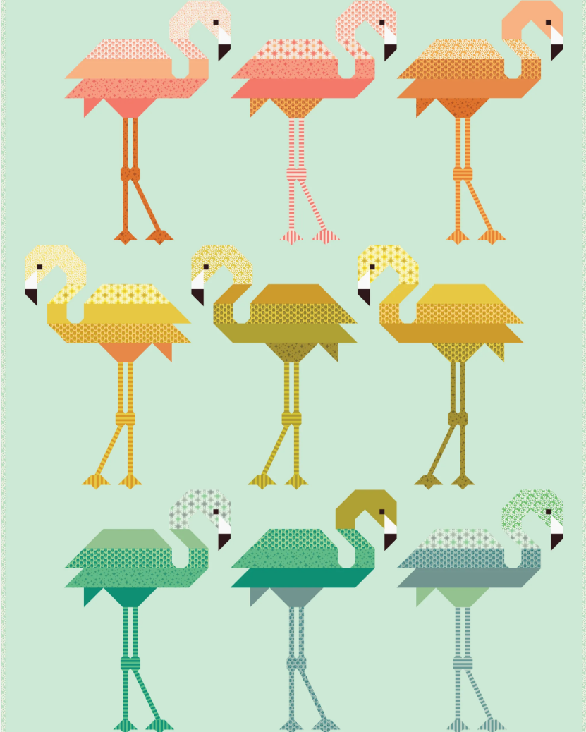 Florence Flamingo Quilt Kit by Elizabeth Hartman with Popcorn fabrics, pre-order shipping November 2026