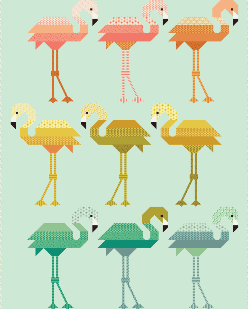 Florence Flamingo Quilt Kit by Elizabeth Hartman with Popcorn fabrics, pre-order shipping November 2026
