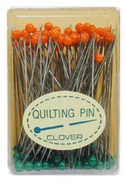 Clover Patchwork Pins 100ct 1-7/8" heat resistant glass head quilting pins