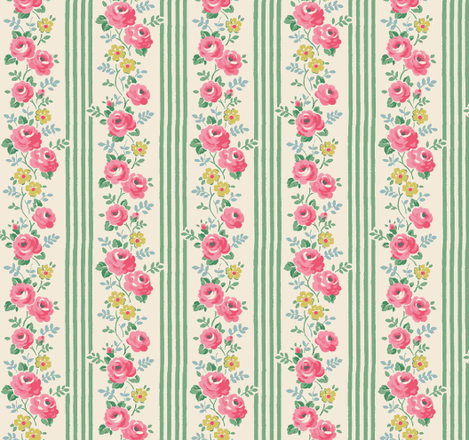 Cath Kidston Signature Collection green stripe fabric by Riley Blake Designs sold in half-yard increments