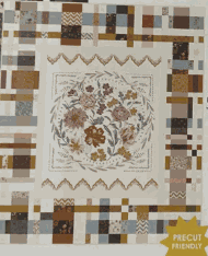 Gleaned Quilt Kit by Stephanie Sliwinski light colorway 60x71.5 inches precut quilt top with floral center and patchwork border