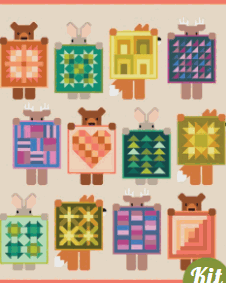 Show & Tell Quilt Kit by Elizabeth Hartman featuring Bella Solids fabric blocks with animal shapes 75x85 inches