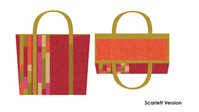 Colorblock Tote Bag Kit featuring Dotty Thatched fabric by Robin Pickens with modern asymmetrical stripes and interior pocket