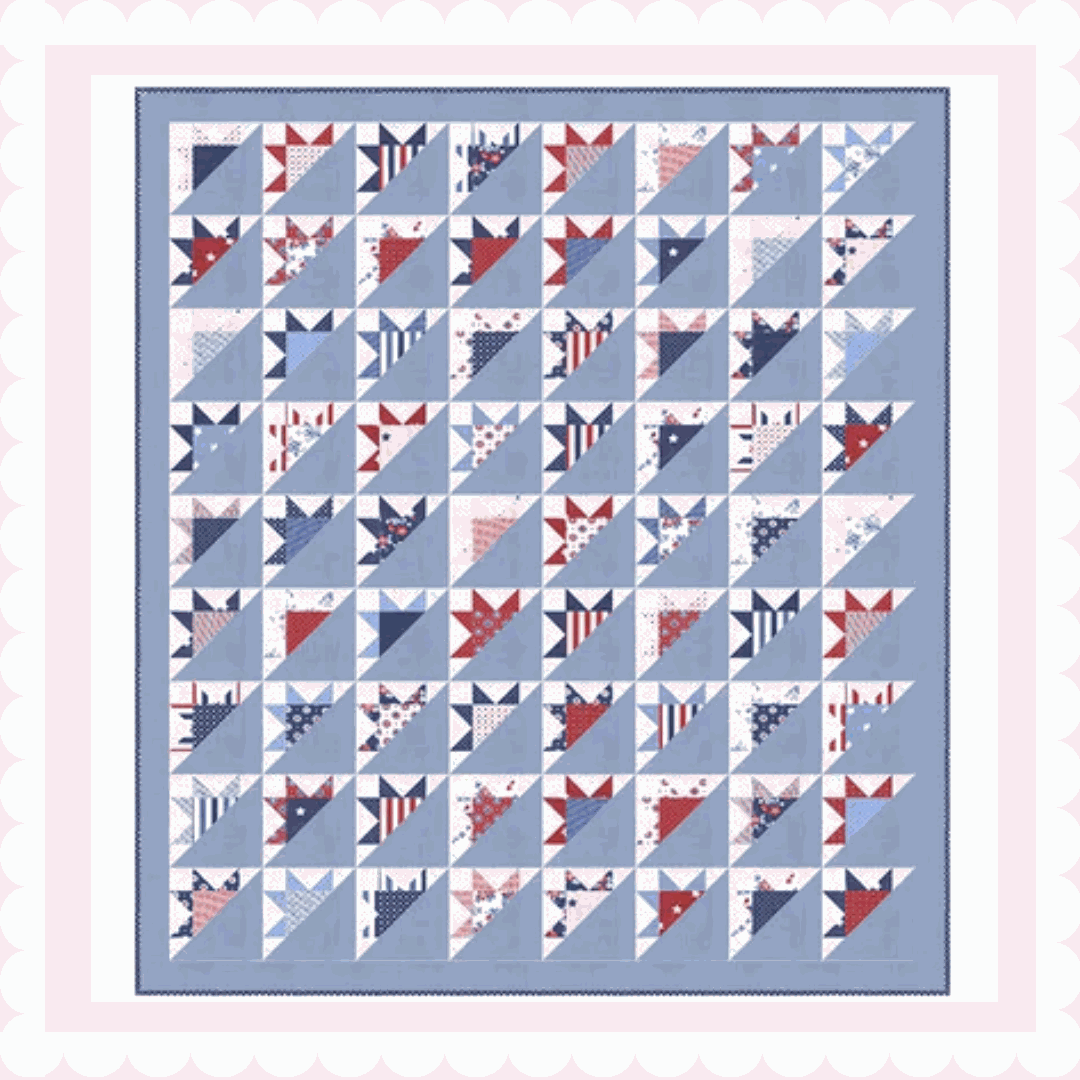 Star Spangled Quilt Kit patriotic blue red white star pattern quilt by April Rosenthal for Moda Fabrics