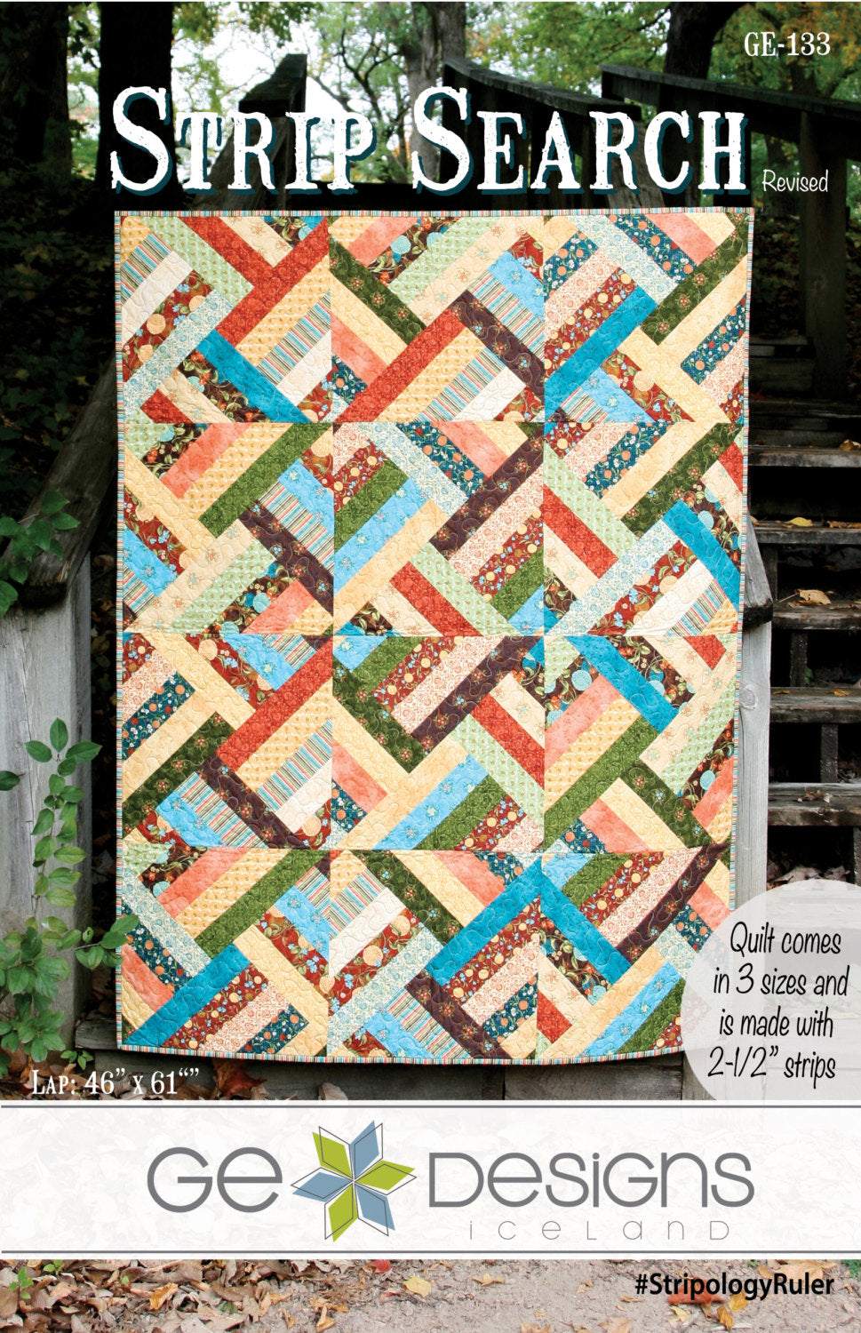 Strip Search Pattern quilt with 39 strips in lap size, no seams to match