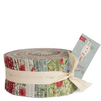 Merry Little Christmas fabric roll 2.5 inch strips Nordic vintage Christmas design by Tilda