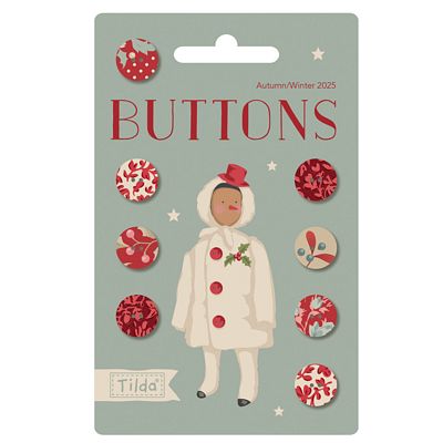 Set of 8 Merry Little Christmas Buttons 0.47 inch by TILDA with vintage Nordic design