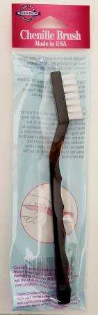 Chenille Fluffing Brush with black plastic handle and stiff bristles 7-inch length