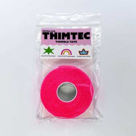 Thimtec Thimble Tape Neon Flamingo pink thimble wrap for sewing and crafting, puncture resistant and latex free