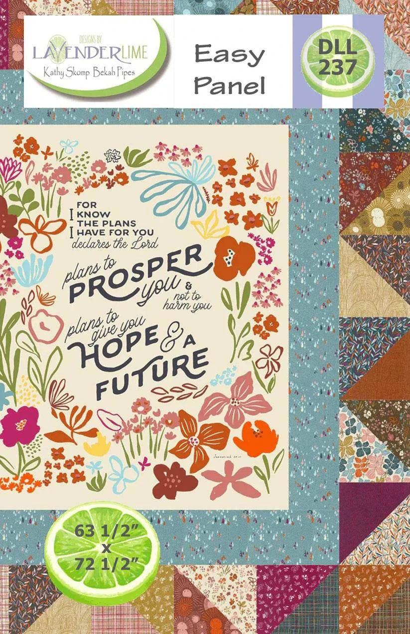 Easy Panel Pattern Booklet quilt design with floral and inspirational text from Lavender Lime Quilts & Designs
