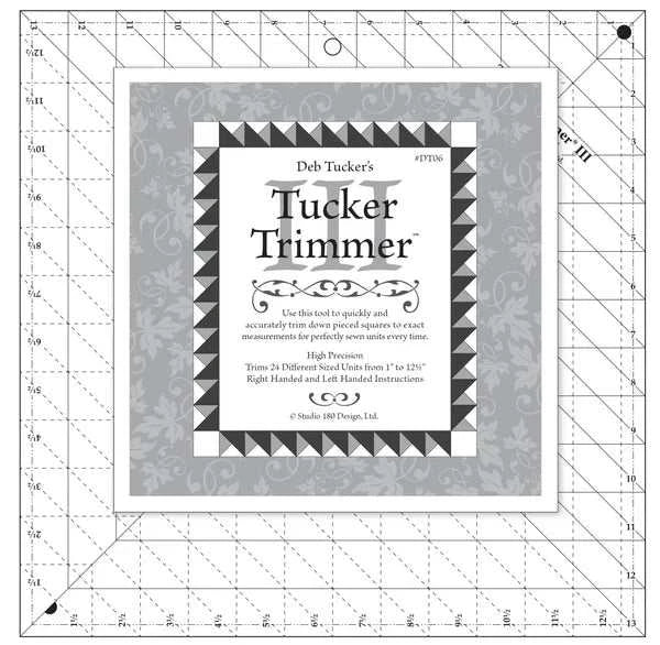 Studio 180 Tucker Trimmer III ruler for trimming quilt blocks up to 13 inches square