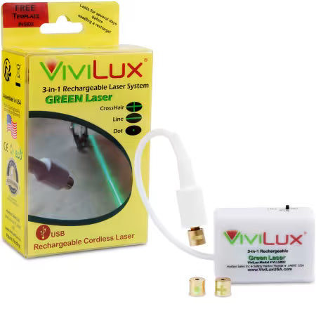 ViviLux 3-in-1 rechargeable green laser system with rare earth magnet for sewing machines