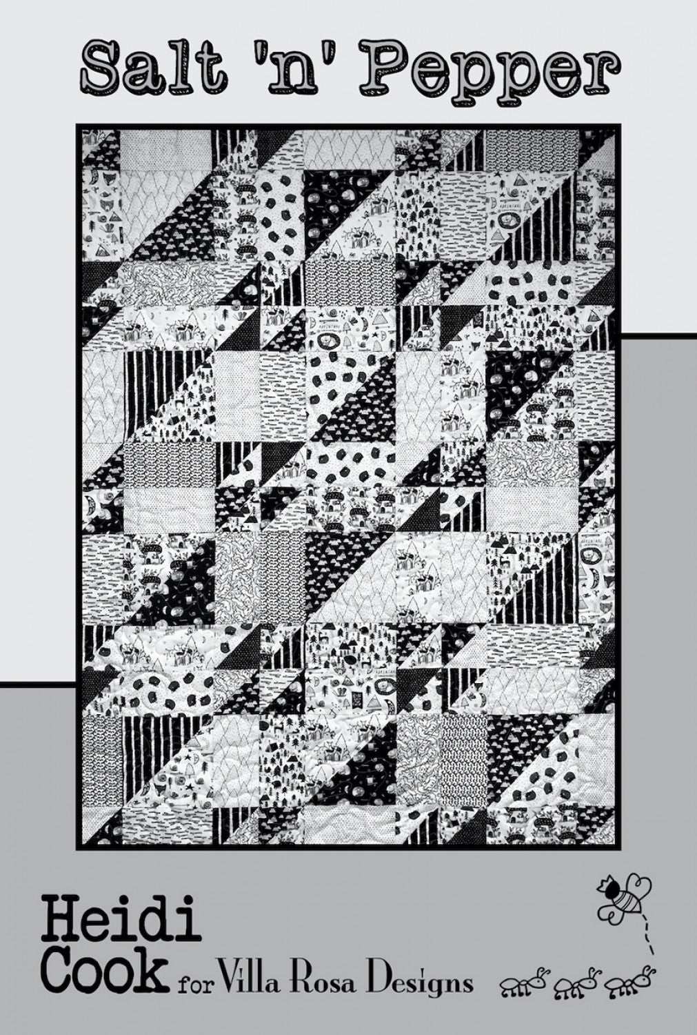 Salt 'n' Pepper quilt pattern by Heidi Cook for Villa Rosa Designs featuring black and white fat-quarter friendly design
