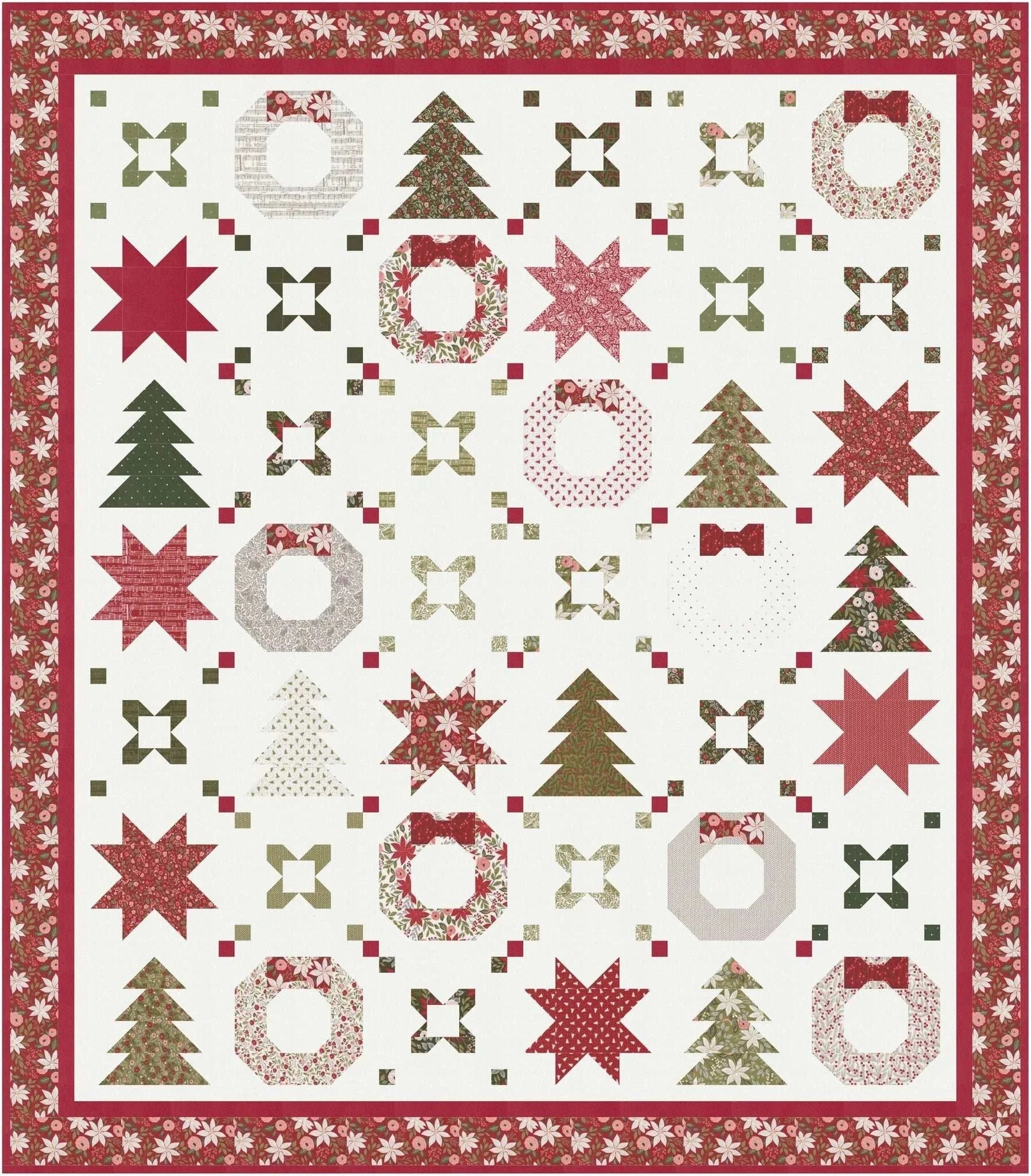 Holiday Connections Quilt Kit with Berry & Pine fabric by Vanessa Goertzen of Lella Boutique