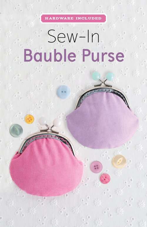 Two colorful sew in bauble purses with silver clasps and decorative baubles on a white textured background