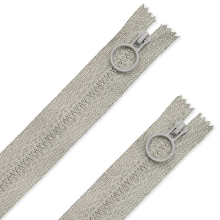 Two gray 16" hoop pull zippers for sewing projects pack of 2