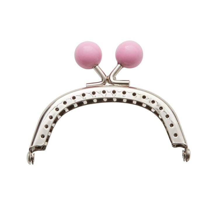 Pink bauble sew-in clasp with silver frame for purse making