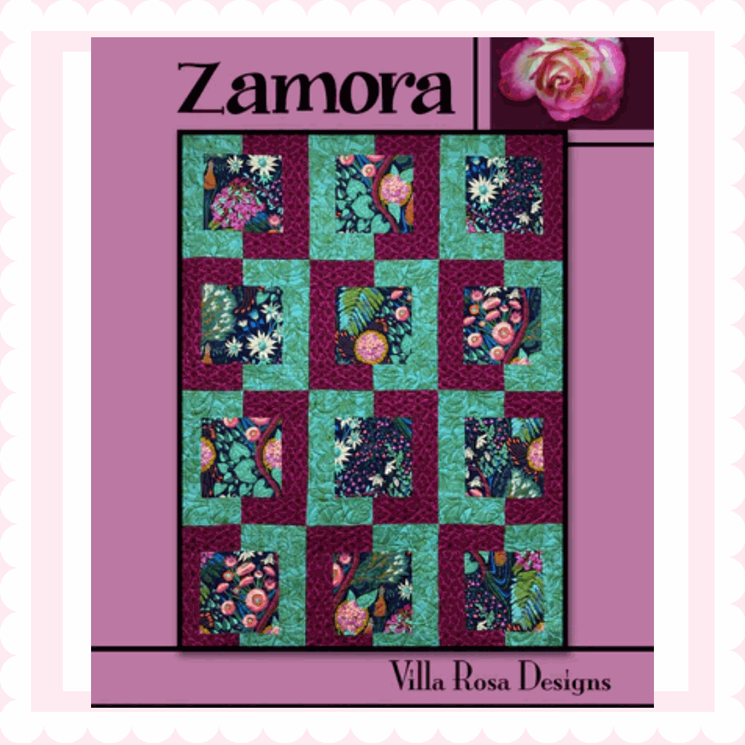 ZAMORA 48"x64" Pattern colorful floral quilt design by Villa Rosa Designs