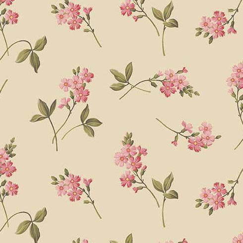 Farmer's Daughter fabric by Edyta Sitar featuring delicate pink floral prints on a cream background