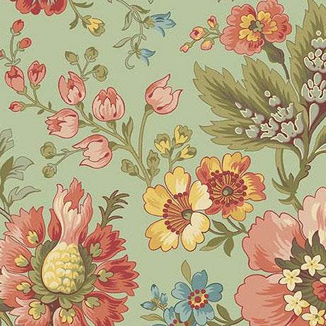 Farmer's Daughter Milk and Honey Garden Green floral fabric by Edyta Sitar for quilting and home décor