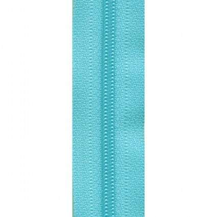 14" trimmable Aquatennial zipper in aqua blue color for customizable projects