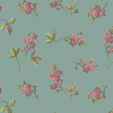 Farmer's Daughter fabric with cornflower vanilla background and delicate pink floral prints by Edyta Sitar