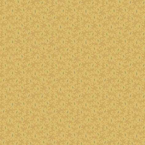Farmer's Daughter Grain Scarlet fabric by Edyta Sitar with vintage floral pattern on muted yellow background
