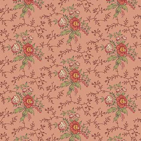 Farmer's Daughter Bramble Rose floral fabric in dusty rose by Edyta Sitar