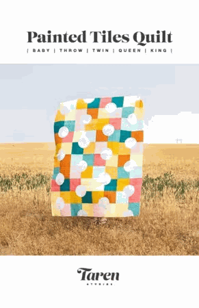 Painted Tiles quilt pattern by Taren Studios featuring modern curved design in colorful fabrics.