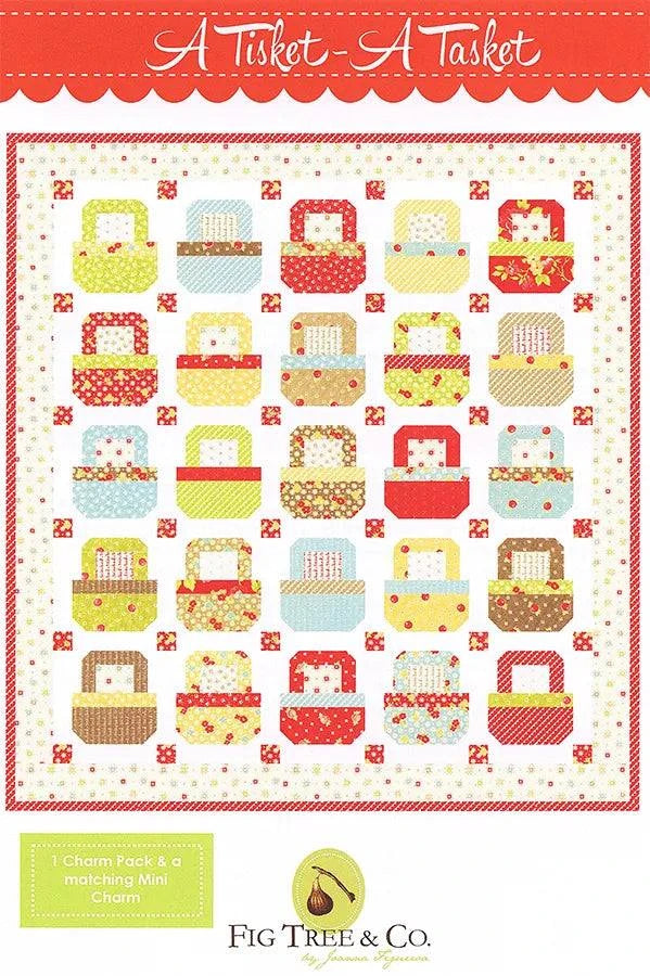 A Tisket - A Tasket Quilt Pattern featuring charming basket blocks in a colorful patchwork design by Fig Tree & Co