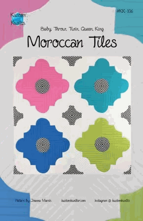Moroccan Tiles Quilt Pattern paper pattern with colorful geometric quilt design for baby to king sizes by Joanna Marsh