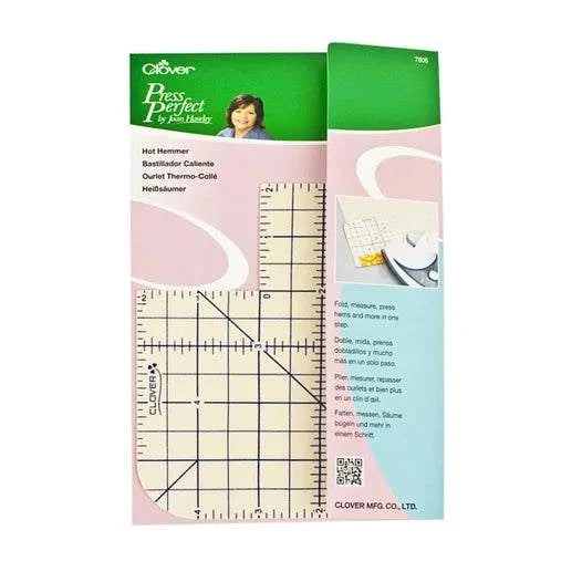 Clover Hot Hemmer heat resistant ruler with non-slip surface for precise fabric measuring and pressing