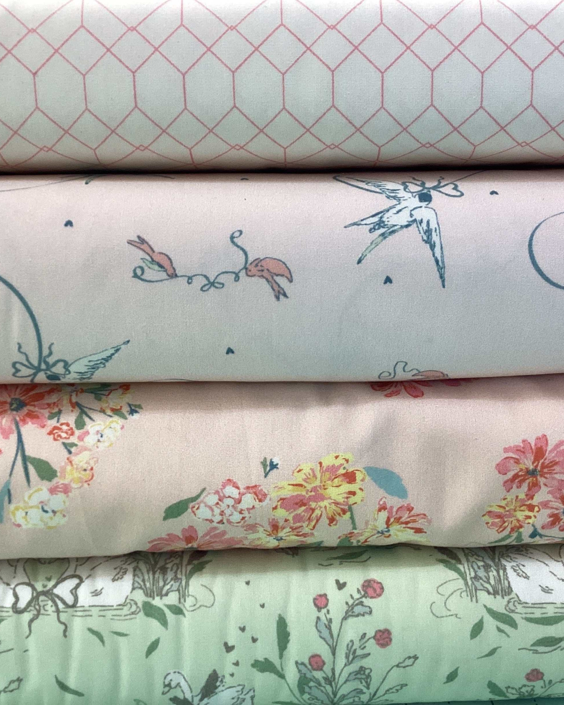 4 Yard Quilt Bundle with floral, bird, and geometric fabric patterns for quilting projects