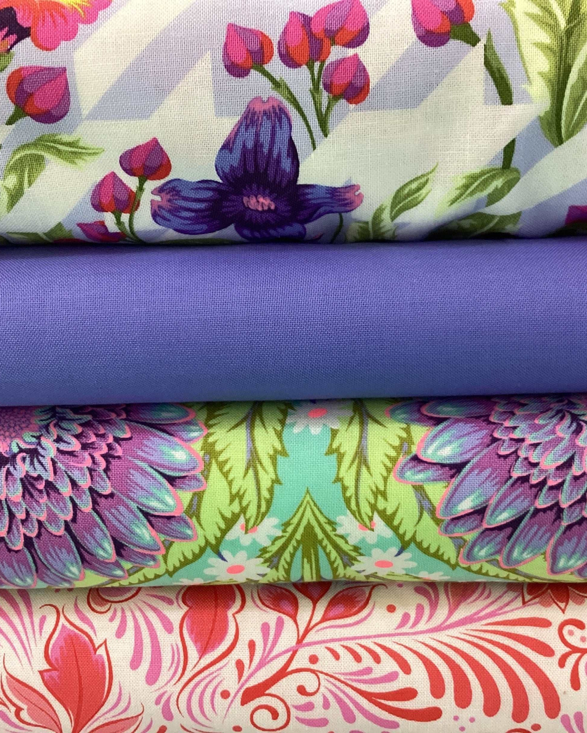 4-yard quilt bundle with floral and solid purple fabric for Bella Rose Quilts projects